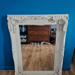 Large White Ornate Wall Mirror | 120x90cm