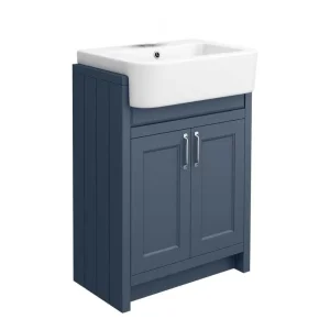 Chatsworth Traditional Blue Semi Recessed Bathroom Vanity Sink Unit with Lever Mixer Tap