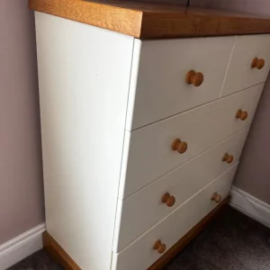 Cream & Oak 5 Drawer Chest - Image 3