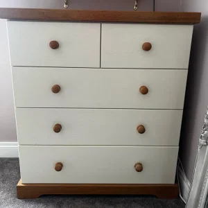 Cream & Oak 5 Drawer Chest