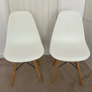 Set of 2 Eames Eiffel style dining chairs white