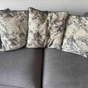 Grey sofa, swivel cuddle chair & footstool - Image 3