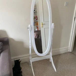 Shabby-chic Standing Mirror, Real Wood