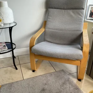 IKEA Poang chair with grey seat pad