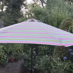 Parasol garden umbrella, 2m 88cm diameter, wind-up mechanism, brown metal base - Image 5