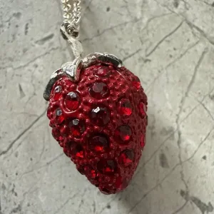 Necklace with Red Crystal Strawberry Pendant - Image 5