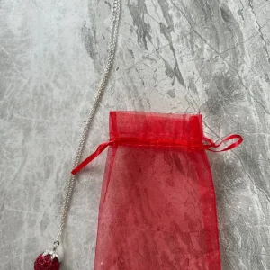 Necklace with Red Crystal Strawberry Pendant - Image 7