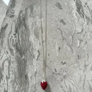 Necklace with Red Crystal Strawberry Pendant