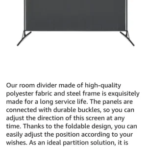 Black freestanding privacy screen, 260cm x 180cm - Image 2
