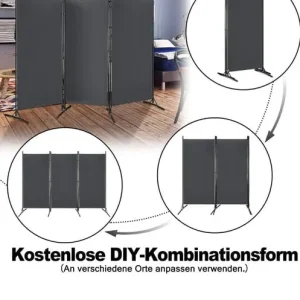 Black freestanding privacy screen, 260cm x 180cm - Image 4