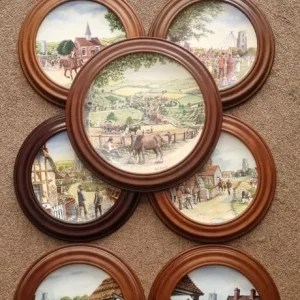 Set of 9 Royal Doulton Plates with Village Journey Frames