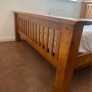 Solid oak double bed frame from Bensons for beds - Image 6