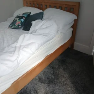 Solid wood double bedframe and mattress set - Image 2