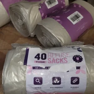 Heavy Duty 40 Pack Clear Bin Bags