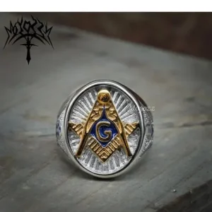Mens Masonic Style Ring Size 9 - Image 3