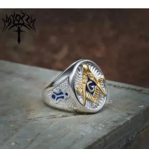 Mens Masonic Style Ring Size 9 - Image 4