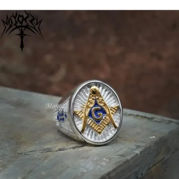 Mens Masonic Style Ring Size 9