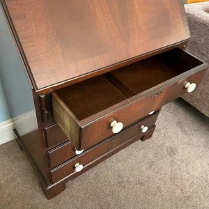 Vintage Wooden Bureau 4 Drawers with Key - Image 3