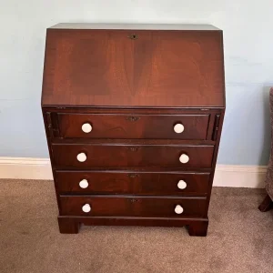 Vintage Wooden Bureau 4 Drawers with Key - Image 4