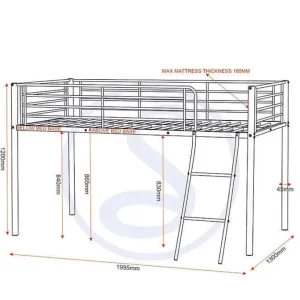 Mid Sleeper Metal Bed Frame in Black - Image 4