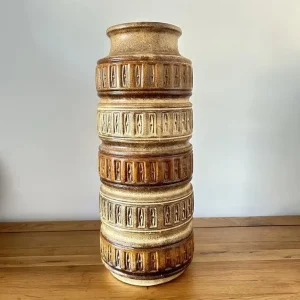 Vintage Scheurich Large Honey Mustard Glaze Floor Vase West German 268-40