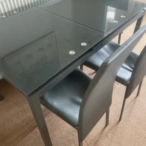 Grey Glass Dining Table and Chairs - Image 3