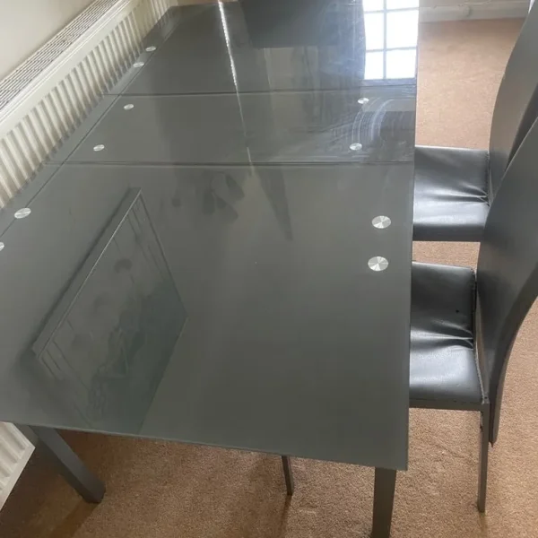 Grey Glass Dining Table and Chairs