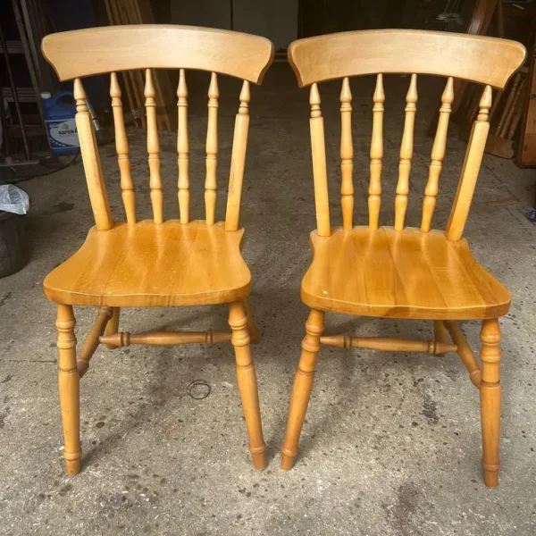 2 pine dining chairs