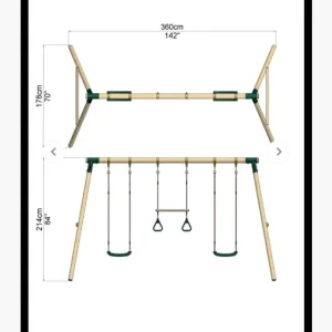 Rebo Outdoor Swing Set with Wooden Platform and Slide - Image 3