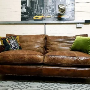 Timothy Oulton Balmoral 3 seater sofa brown leather - Image 2