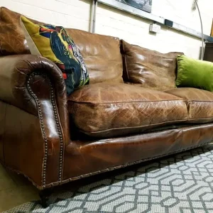 Timothy Oulton Balmoral 3 seater sofa brown leather - Image 4