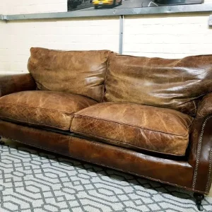Timothy Oulton Balmoral 3 seater sofa brown leather - Image 5
