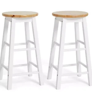 Habitat Pair of Wooden Bar Stools - Two Tone - Image 3