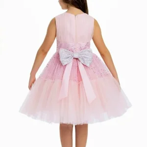 Pink sleeveless sequin girl dress with hair accessories - Image 4