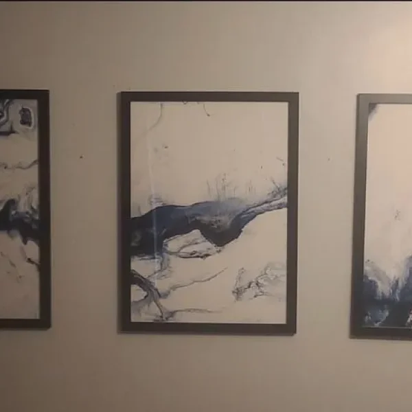 Set of 3 Abstract Wall Art Prints – Framed 54.6cm x 74.8cm each