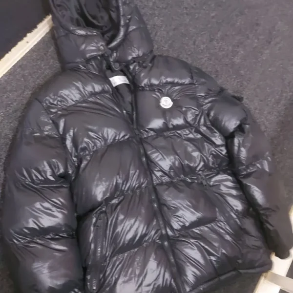 Moncler Men's Shiny Black Hooded Jacket