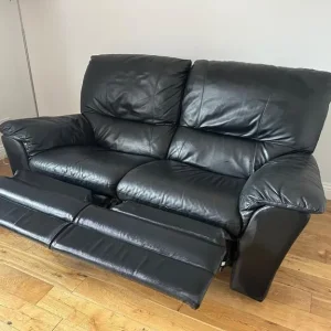Black 2 seater sofa (recliner) - Image 2